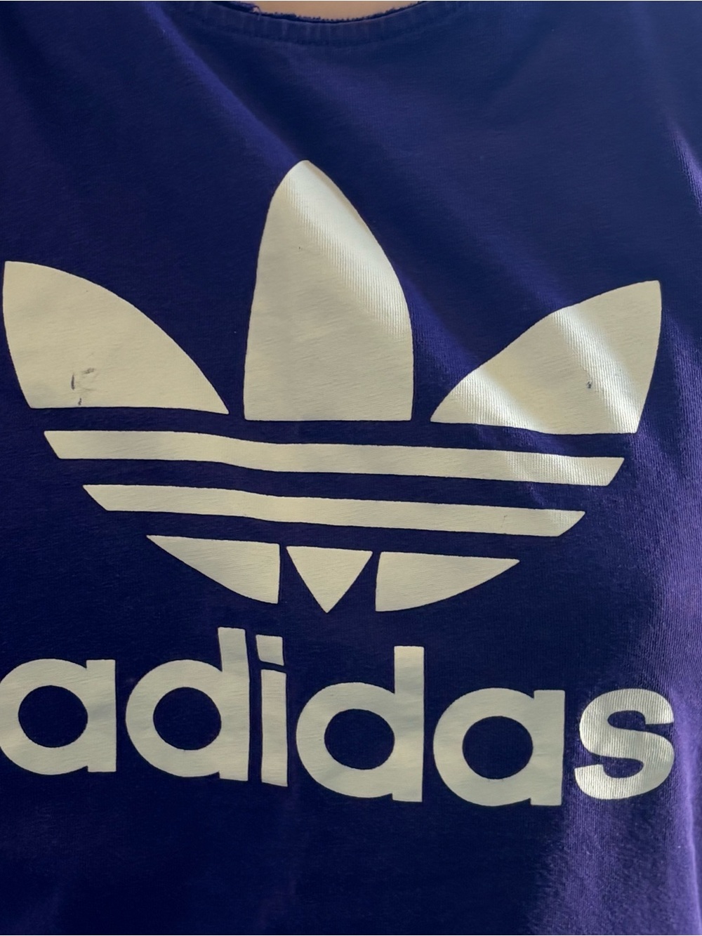 Vintage Adidas Tee
Logo
Purple 
DIY cut/modified